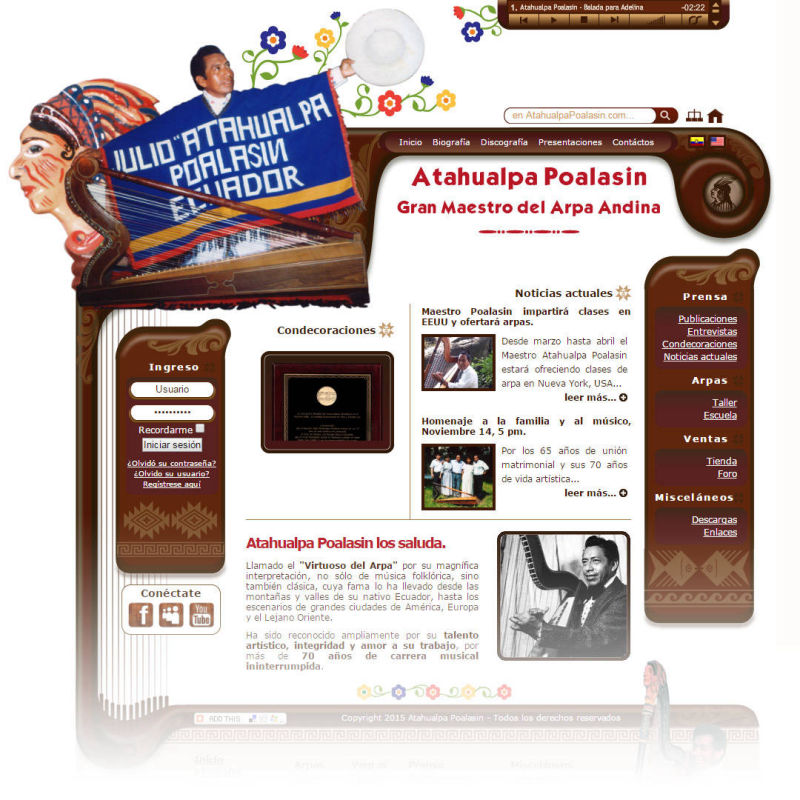 Diseño Web músico Atahualpa Poalasin